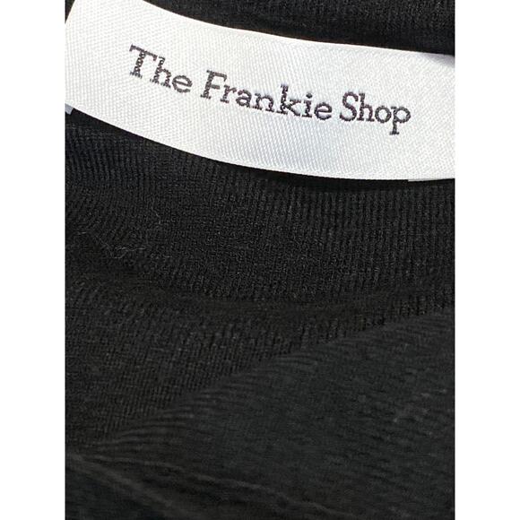 The Frankie Shop Women's Black Collared Long Sleeve Knit Crop Polo Shirt Top S - Picture 3 of 4
